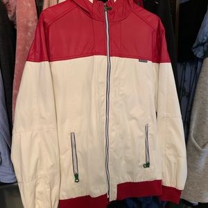 Red/white full-zip summer jacket